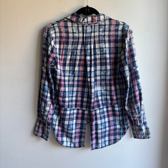 Anthro Cloth & Stone High-Low Plaid Flannel Shirt - XS - Picture 6 of 7